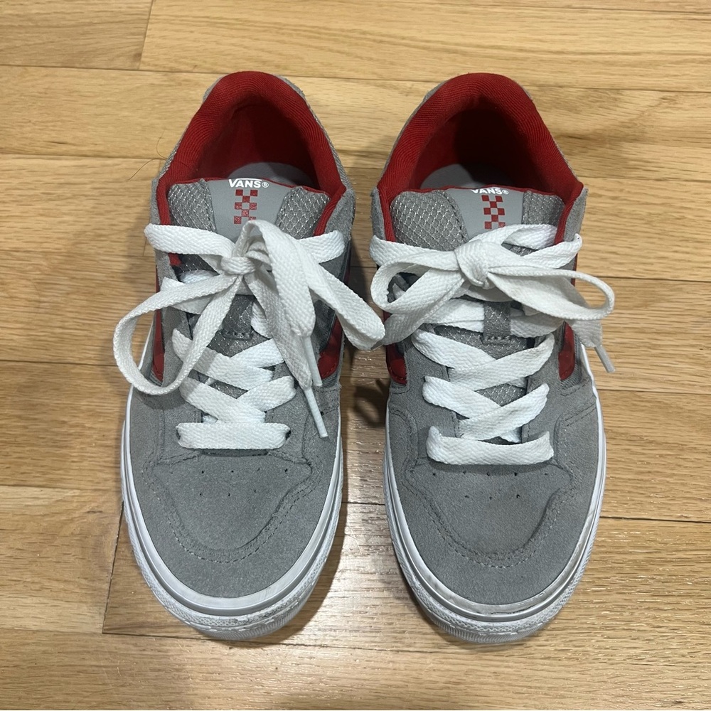 Vans Gray and Red Low-Top Sneakers